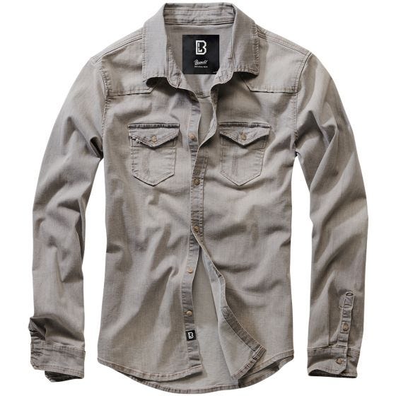 Brandit Chemise en jean Riley Grey Denim