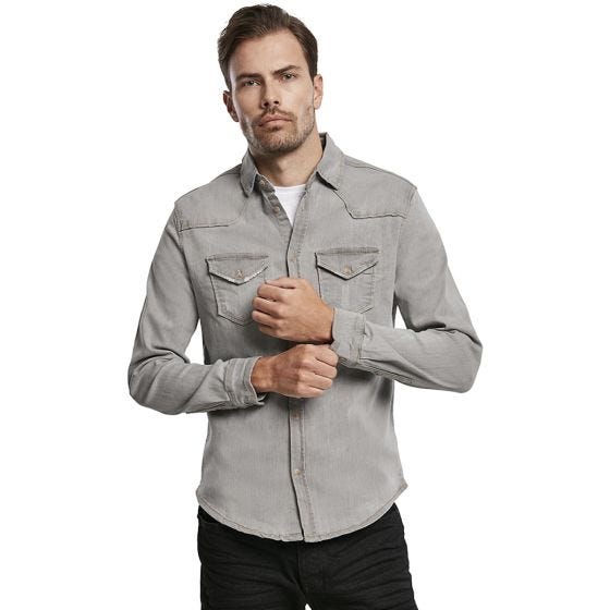 Brandit Chemise en jean Riley Grey Denim