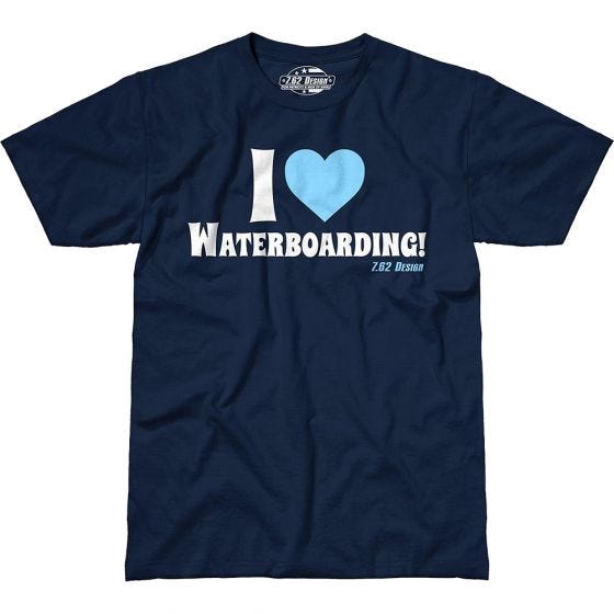 7.62 T-Shirt design I Love Waterboarding couleur bleue marine