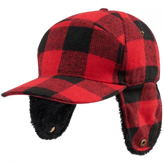 Brandit Chapeau d'hiver Lumberjack - Rouge/À Carreaux Noirs