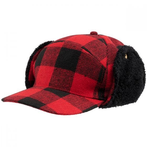 Brandit Chapeau d'hiver Lumberjack - Rouge/À Carreaux Noirs