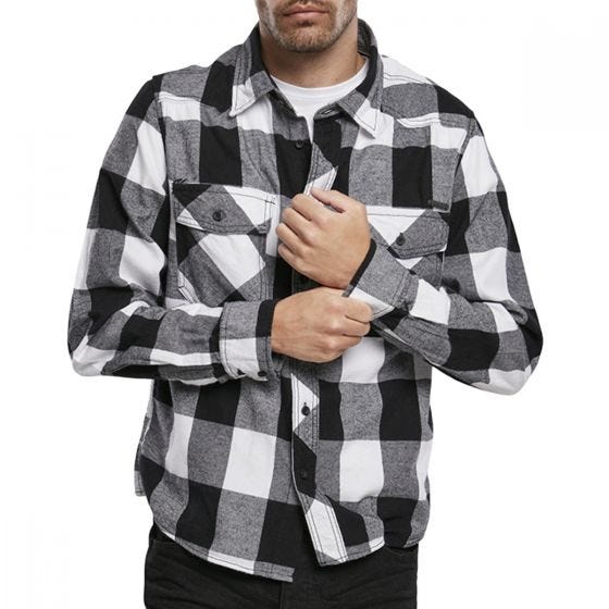 Brandit T-shirt Check blanc/noir