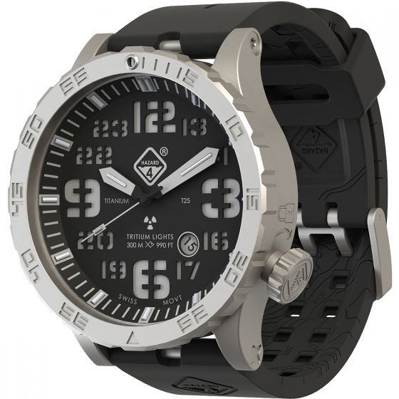 Hazard 4 Montre de plongée Heavy Water Diver BlackTie en titanium/tritium vert/jaune