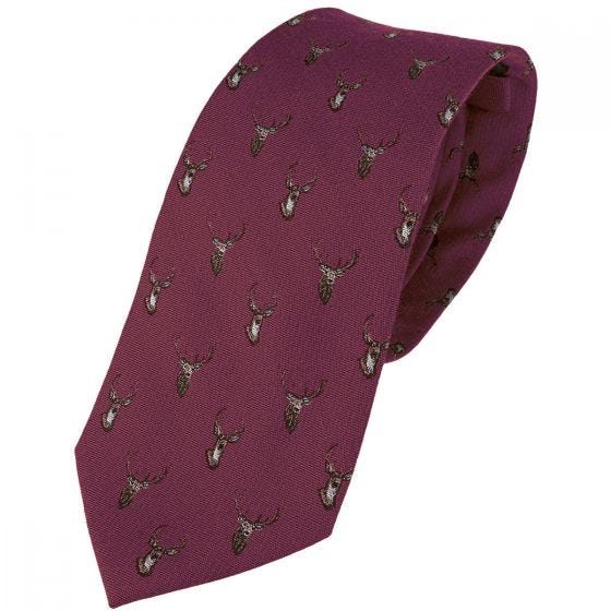 Jack Pyke Silk Tie Stag Burgundy