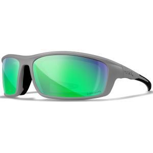 Wiley X Lunettes WX Grid - Captivate Polarized Green Mirror Lenses / Matte Cool Grey Frame