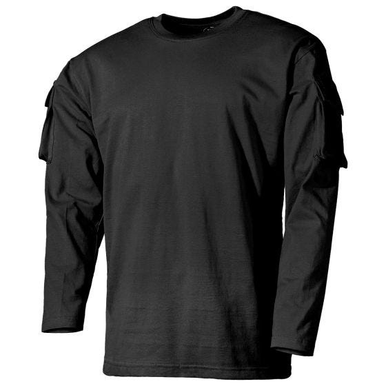 MFH Chemise à manches longues US Avec poches sur les manches - Noir