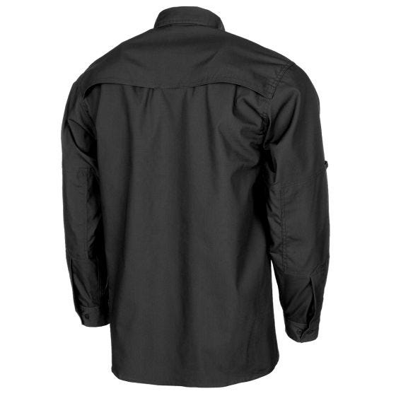 MFH Chemise à manches longues en coton Ripstop Attack Enduit de téflon - Noir