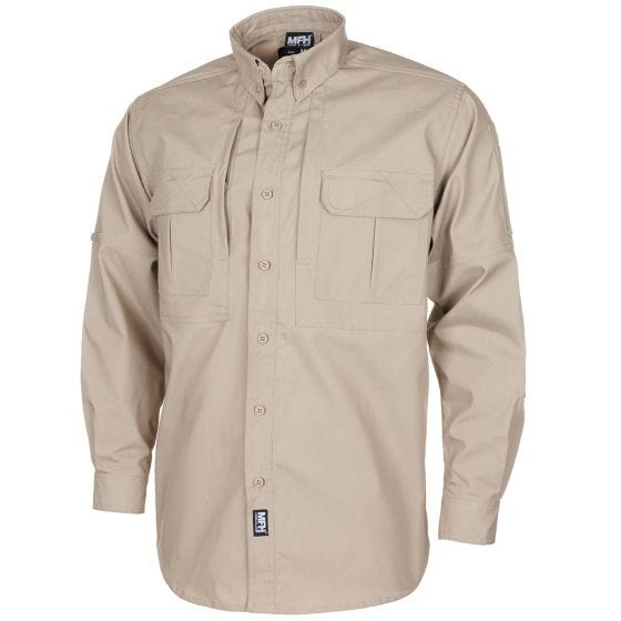 MFH Chemise à manches longues en coton Ripstop Attack Enduit de téflon - kaki