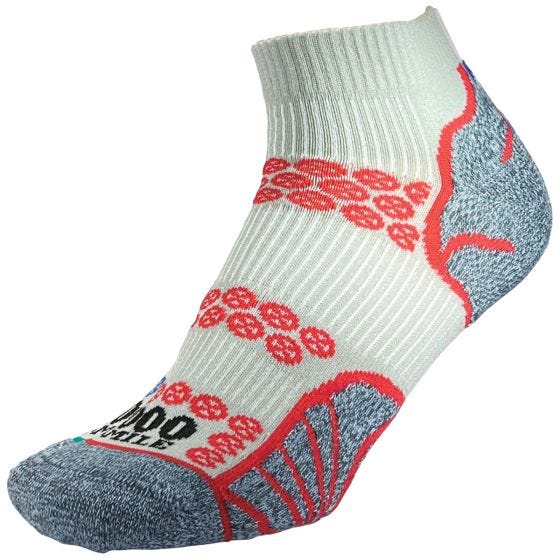 1000 Mile Chaussettes Lite Anklet Repreve Double Layer - Argent/Rouge
