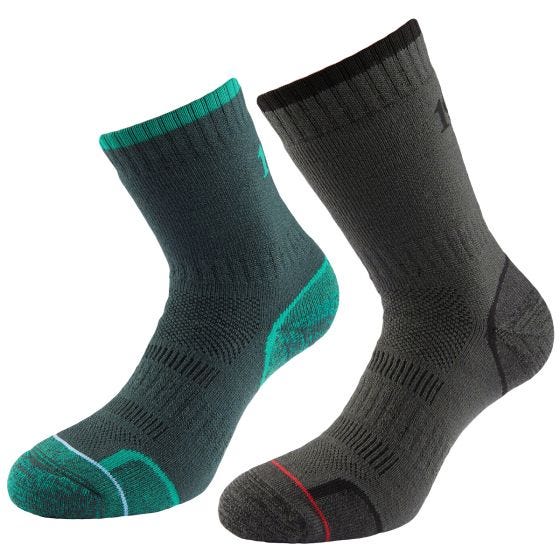 1000 Mile Chaussettes 2 Paquet - Emerald/Gris Foncé