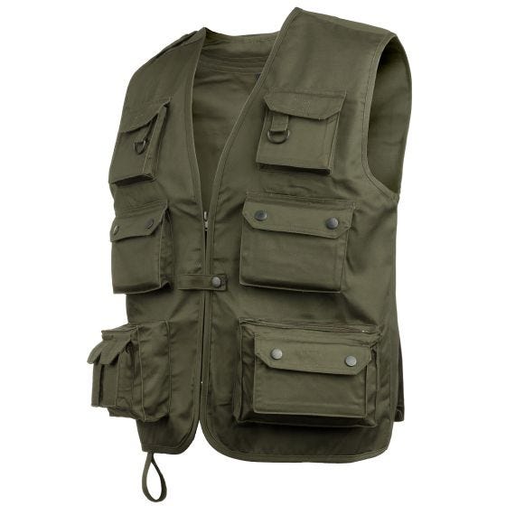 Mil-Tec Gilet de pêche vert olive