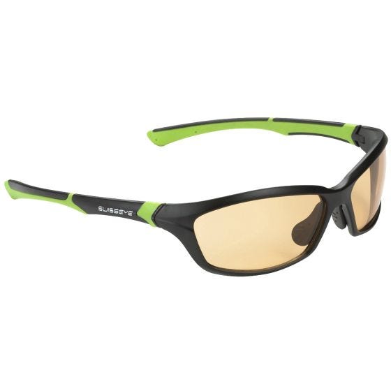 Swiss Eye Lunettes de soleil Drift avec verres photochromiques orange fumés/monture noire mate et verte