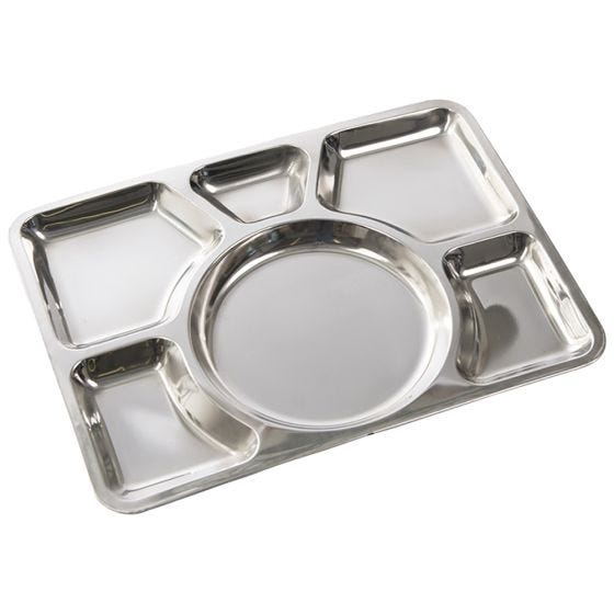 Mil-Tec Plateau de cantine à six compartiments en acier inoxydable