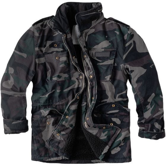 Surplus Veste d'hiver de parachutiste Black Camo Washed