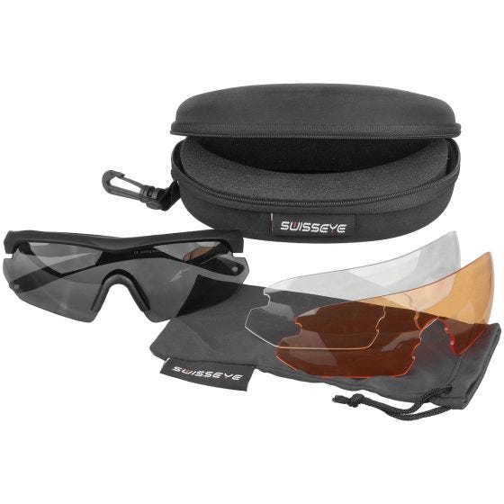 Swiss Eye Lunettes de soleil Nighthawk avec verres fumés/orange/transparents et monture noire en caoutchouc
