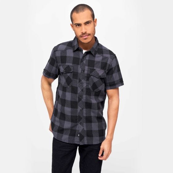 Brandit Chemise à manches courtes Half Sleeve Check - Noir/Gris