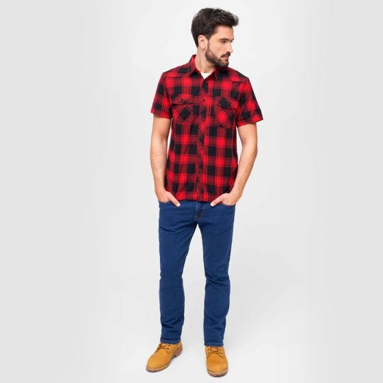 Brandit Chemise à manches courtes Half Sleeve Check - Rouge/Noir