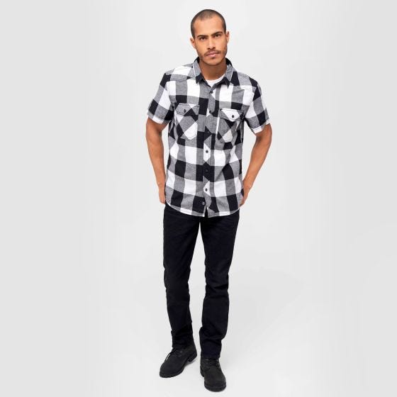 Brandit Chemise à manches courtes Half Sleeve Check - Blanc/Noir