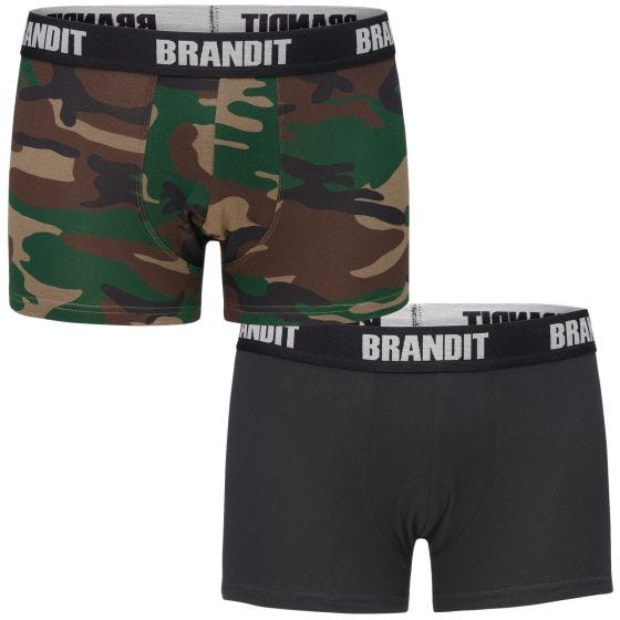 Brandit Lot de 2 boxers Logo Woodland/noir