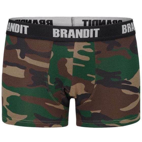 Brandit Lot de 2 boxers Logo Woodland/noir
