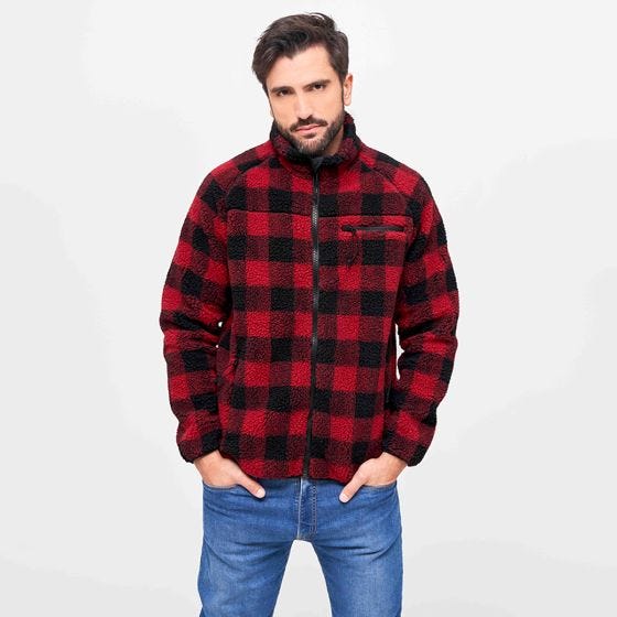 Brandit Veste Teddyfleece - Rouge/Noir