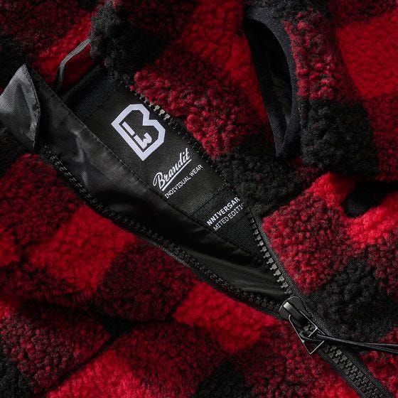Brandit Veste Teddyfleece - Rouge/Noir