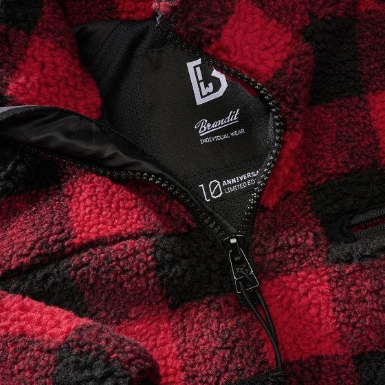 Brandit Veste Teddyfleece Troyer - Rouge/Noir
