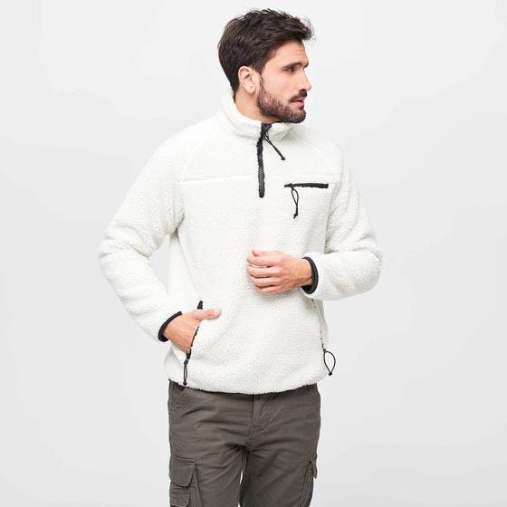 Brandit Veste Teddyfleece Troyer - Blanc