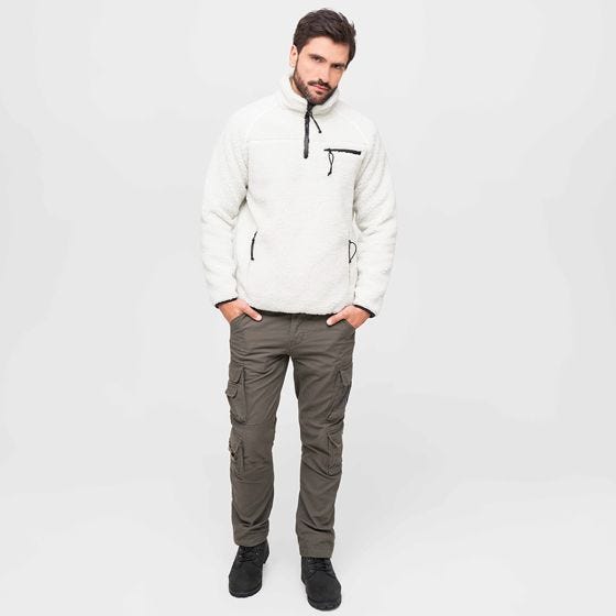 Brandit Veste Teddyfleece Troyer - Blanc