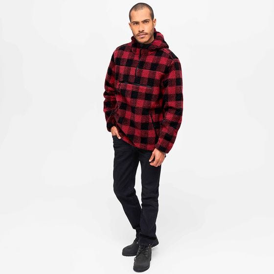 Brandit Pull Teddyfleece Worker - Rouge/Noir