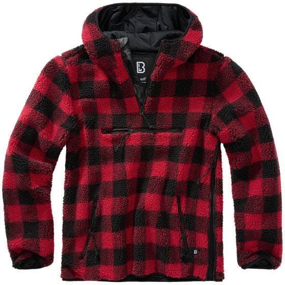 Brandit Pull Teddyfleece Worker - Rouge/Noir