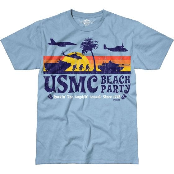 7.62 Design T-shirt USMC Beach Party Battlespace Sky Blue