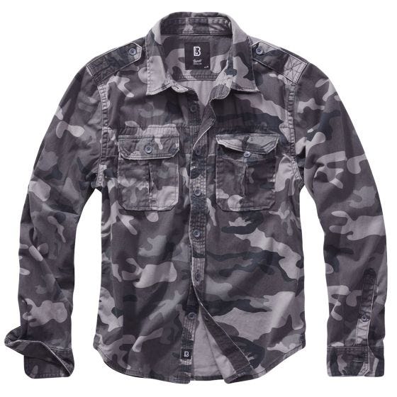 Brandit Chemise Vintage à manches longues Grey Camo