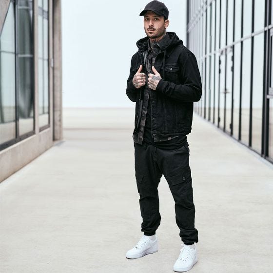 Brandit Veste Sweat Cradock Denim - Noir/Noir