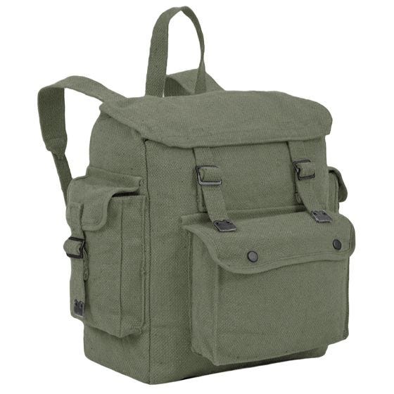 Highlander Grand sac à dos tissé à poches vert olive