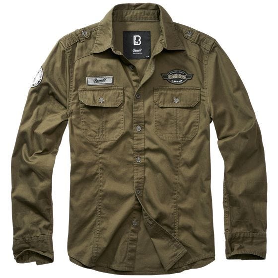 Brandit Chemise avec badges Luis Vintage - Olive