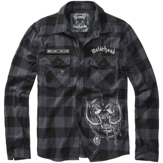 Brandit Chemise à carreaux Motörhead - Noir/Gris