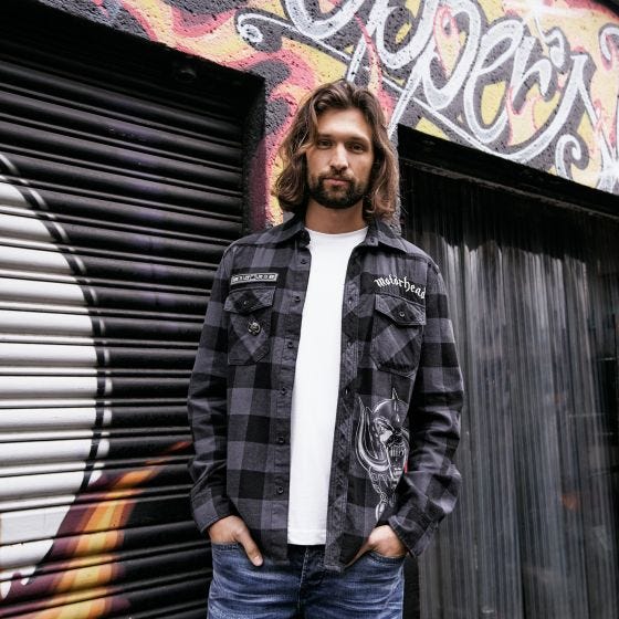 Brandit Chemise à carreaux Motörhead - Noir/Gris