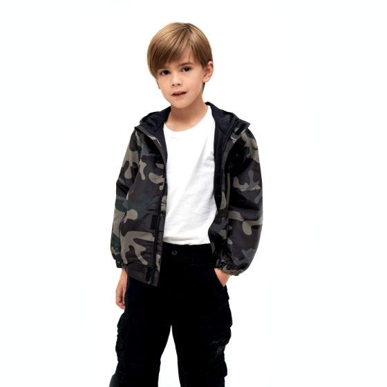Brandit Veste Enfants Summer Windbreaker Front Zip - Dark Camo