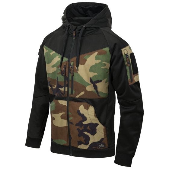 Helikon Sweatshirt à capuche zippé sur toute la longueur Rogue - Noir/US Woodland