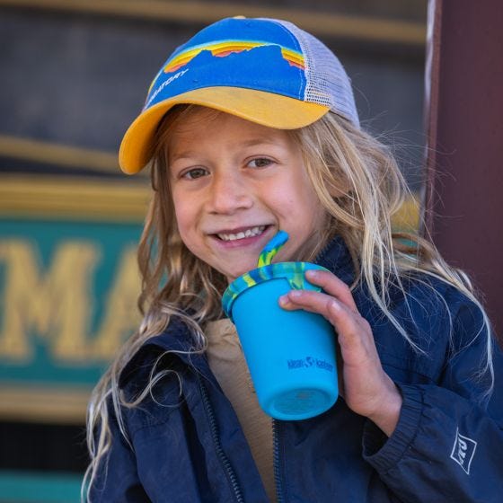 Klean Kanteen Kid's Cup Straw Lid 2-Pack - Bleu/Bleu Tie Dye