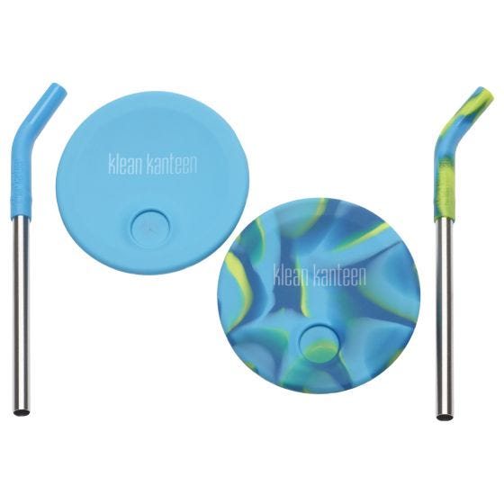 Klean Kanteen Kid's Cup Straw Lid 2-Pack - Bleu/Bleu Tie Dye