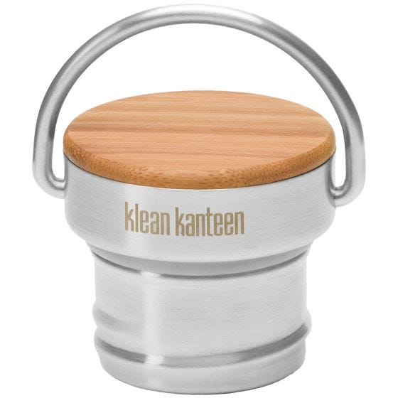 Klean Kanteen Bouchon en acier inoxydable et en bambou en une seule pièce - Brushed Stainless