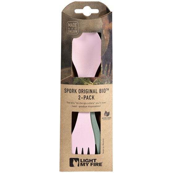 Light My Fire Cuillère Original Bio 2 Pack - Sandy Green/Dusty Pink