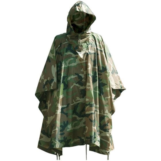 Poncho en Ripstop imperméable Woodland