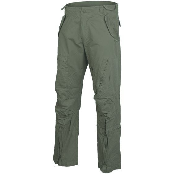 Mil-Tec Pantalon de pilote en popeline de coton prélavée vert olive