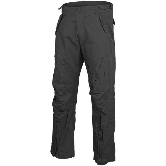 Mil-Tec Pantalon de pilote en popeline de coton prélavée noir