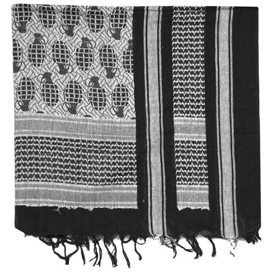 Mil-Tec Écharpe Shemagh à motifs ananas noire/blanche