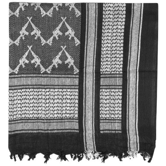 Mil-Tec Écharpe Shemagh à motifs fusils noire/blanche