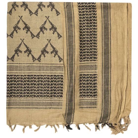 Mil-Tec Écharpe Shemagh à motifs fusils Coyote/noire